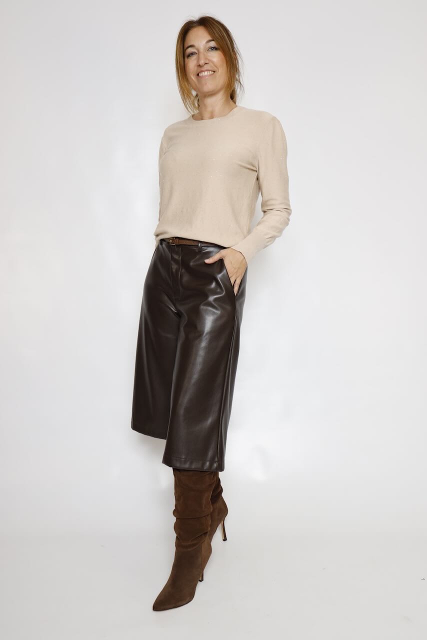 PANTALON MARRóN EFECTO PIEL A26DD231