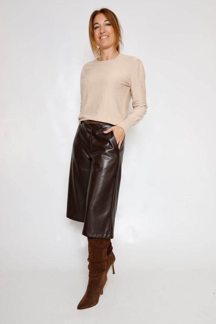 PANTALON MARRóN EFECTO PIEL A26DD231