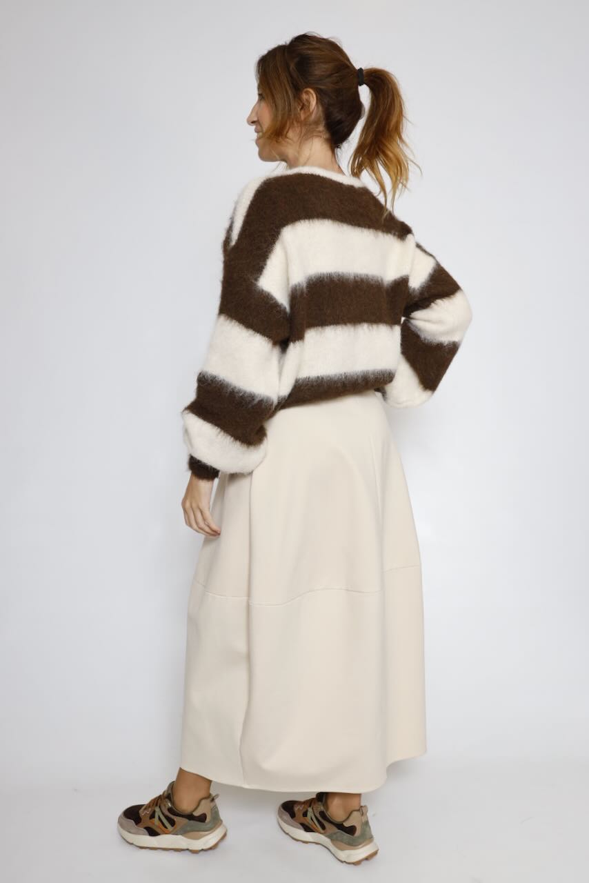 CARDIGAN PUNTO RAYAS MARRON LATTE A26M297GL