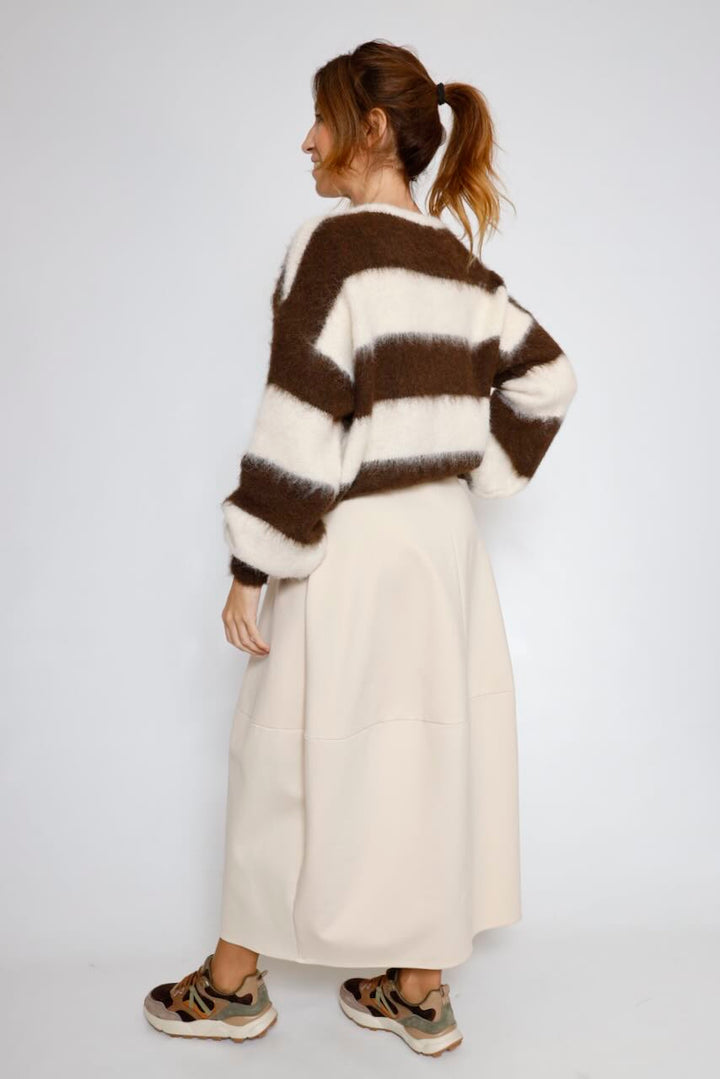 CARDIGAN PUNTO RAYAS MARRON LATTE A26M297GL