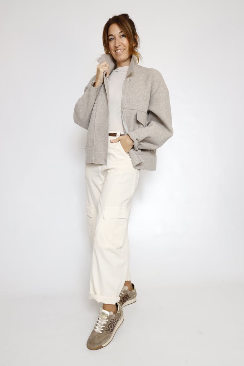 BOMBER PAÑO BEIGE A26ES625