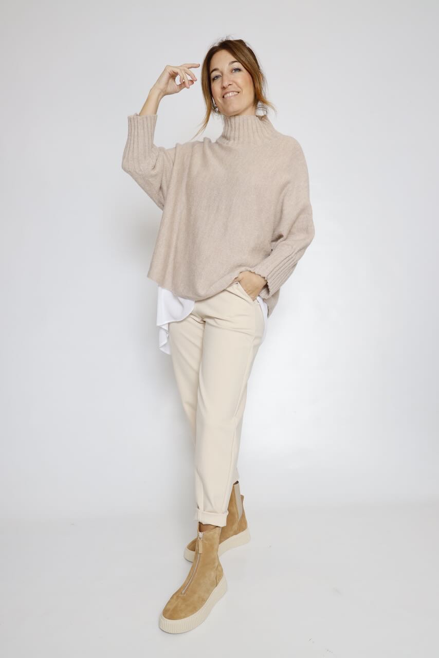 JERSEY PUNTO BEIGE CUELLO ALTO 64-8068