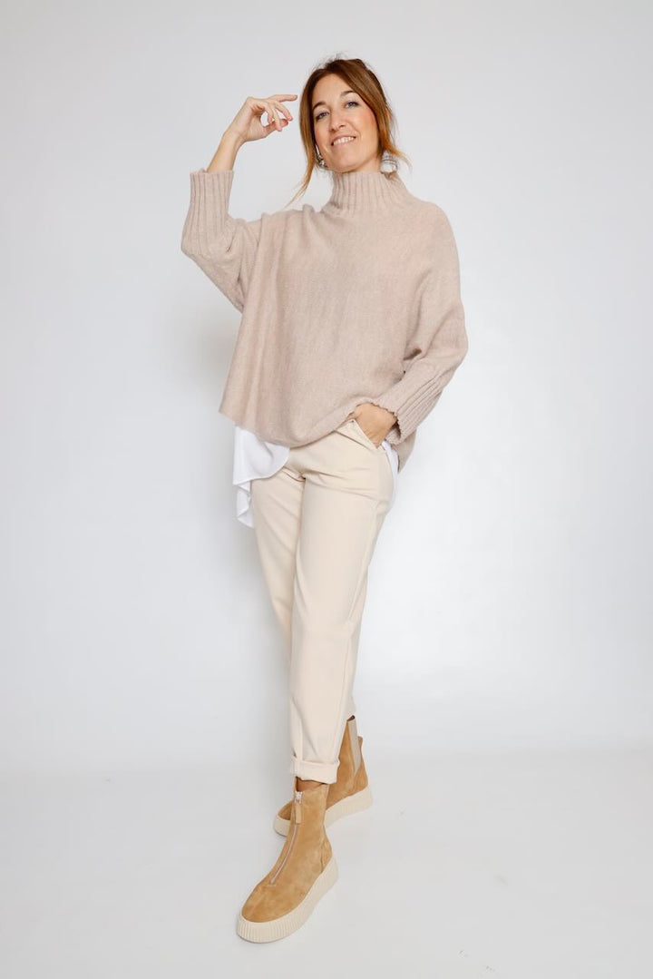 JERSEY PUNTO BEIGE CUELLO ALTO 64-8068