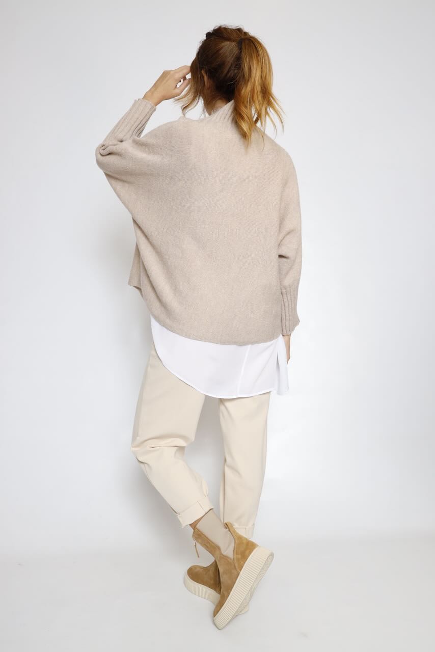 JERSEY PUNTO BEIGE CUELLO ALTO 64-8068