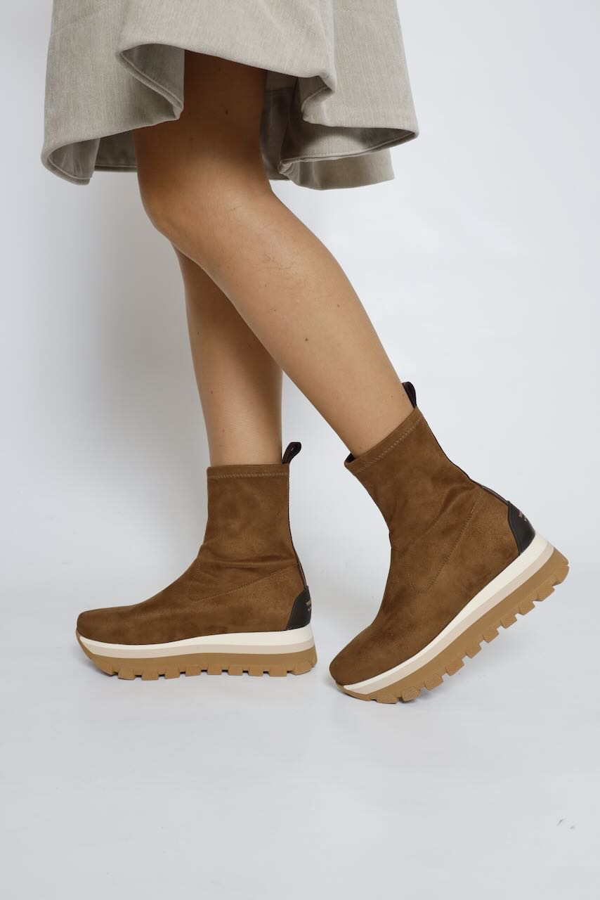 BOTINES TEJIDO ÉLASTICO CAMEL 22149