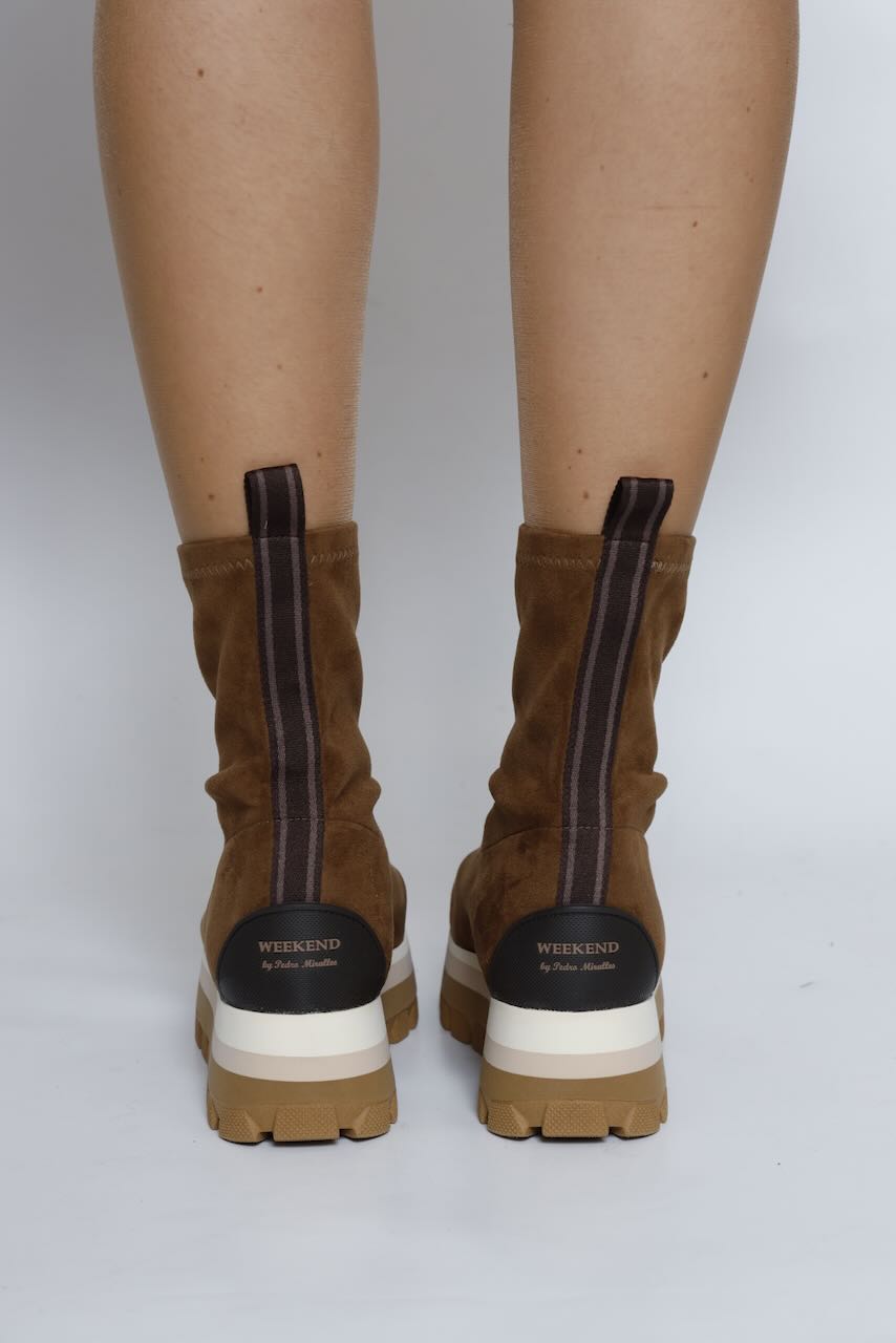 BOTINES TEJIDO ÉLASTICO CAMEL 22149