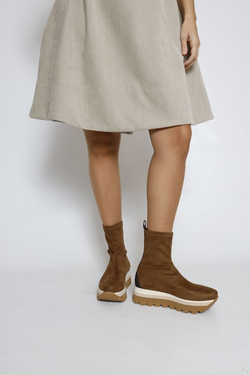 BOTINES TEJIDO ÉLASTICO CAMEL 22149