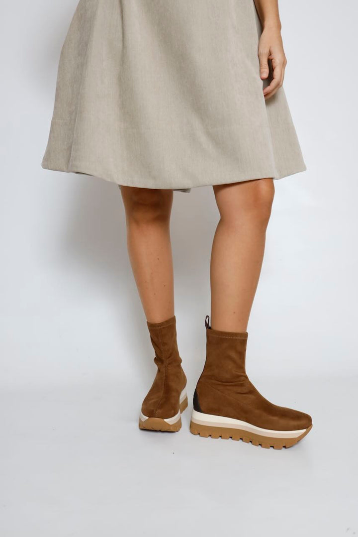 BOTINES TEJIDO ÉLASTICO CAMEL 22149