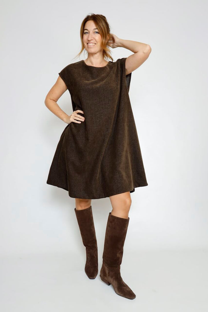 VESTIDO CORTO EVASÉ MARRÓN 62P83229