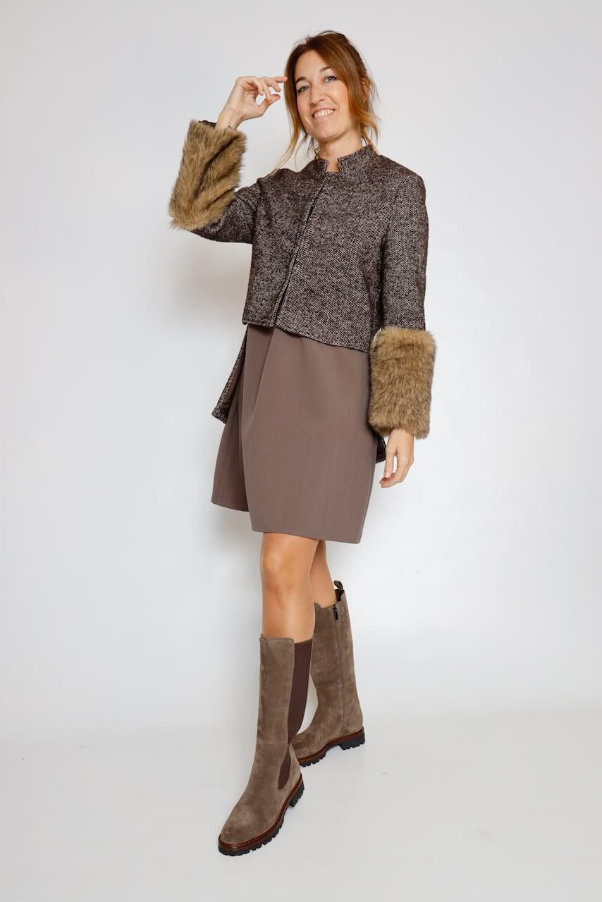 VESTIDO CORTO TAUPE 62P83243