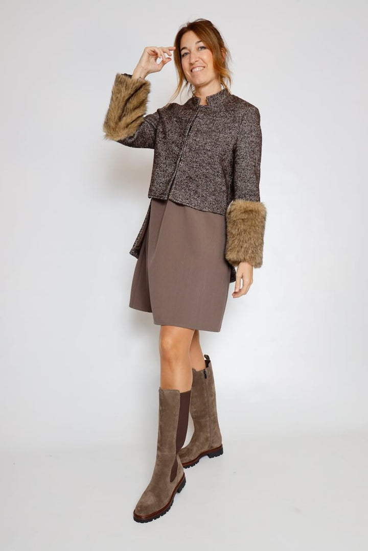 VESTIDO CORTO TAUPE 62P83243