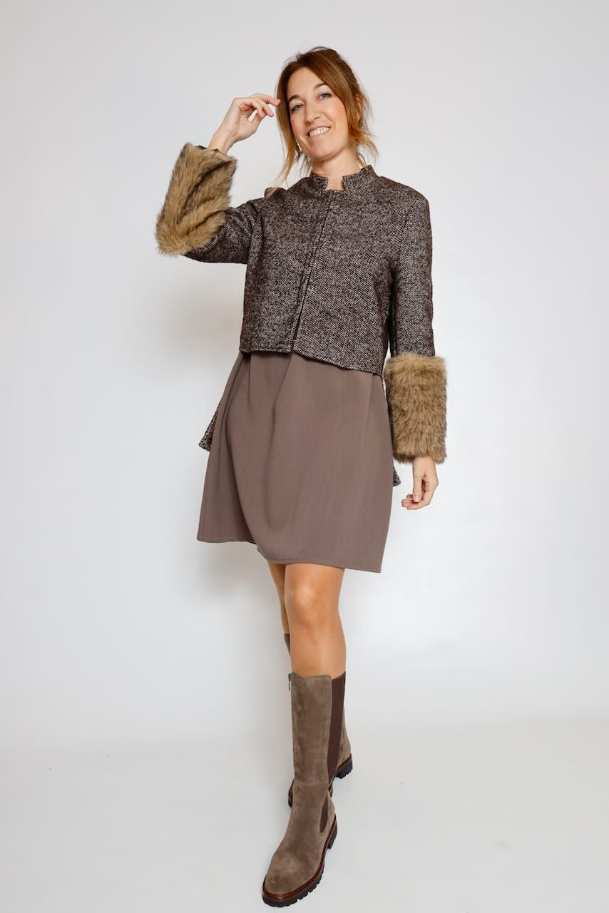 VESTIDO CORTO TAUPE 62P83243