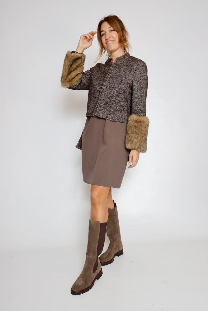 VESTIDO CORTO TAUPE 62P83243
