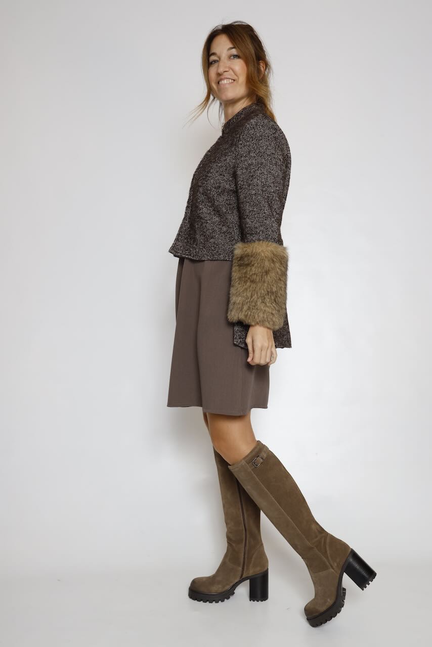 VESTIDO CORTO TAUPE 62P83243