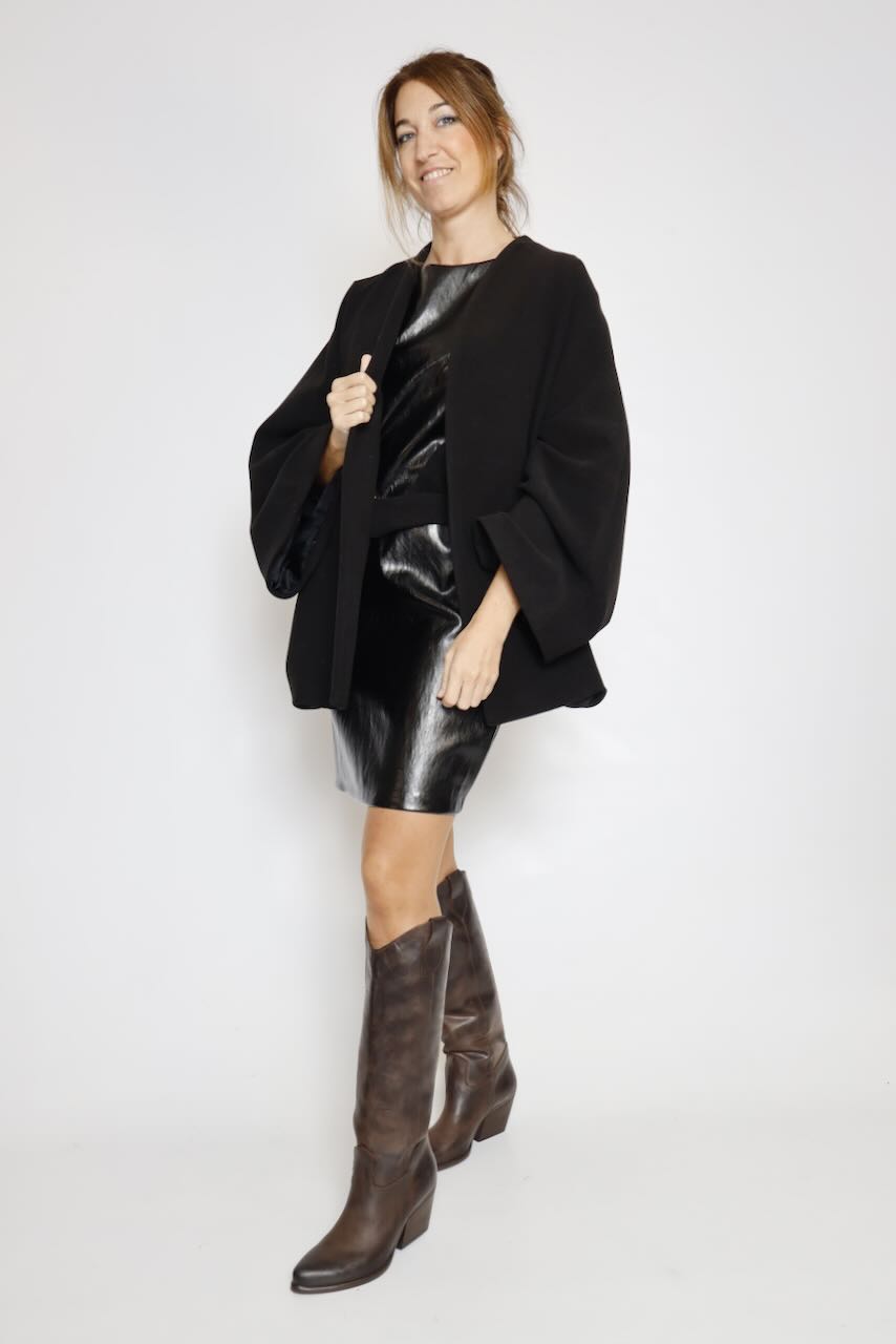VESTIDO EFECTO PIEL NEGRO A26ES719