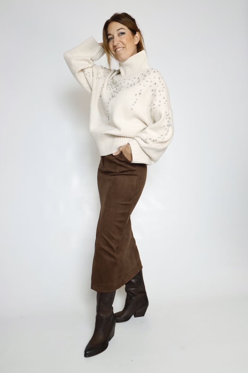 JERSEY LATTE CUELLO ALTO PEDRERIA 64-8069