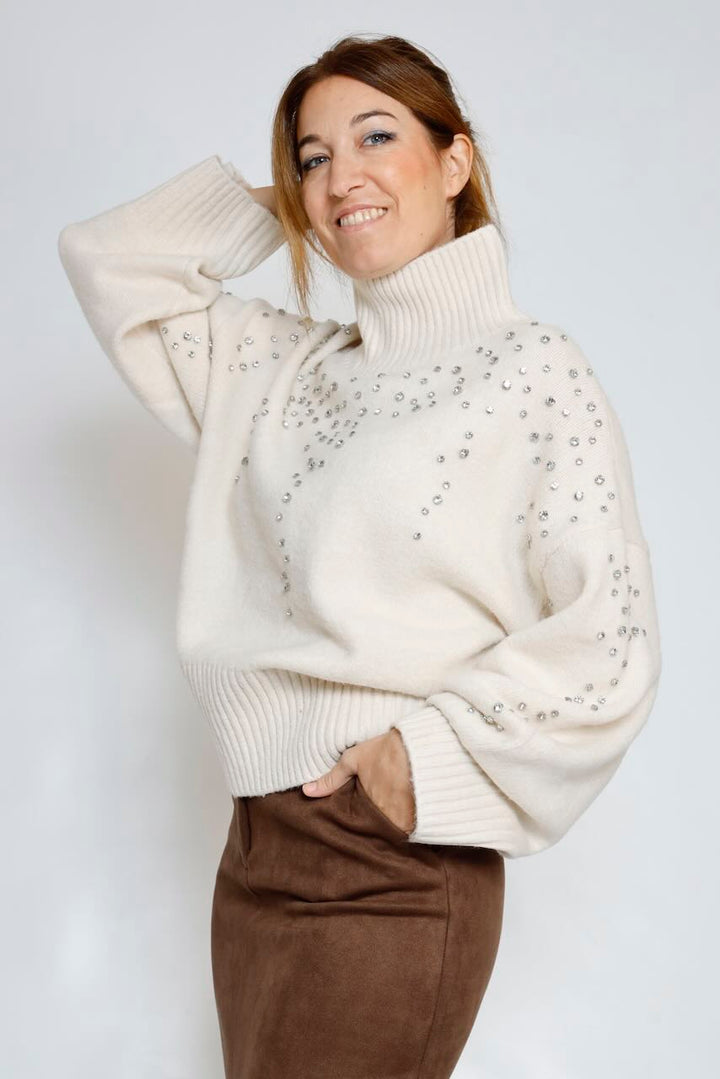 JERSEY LATTE CUELLO ALTO PEDRERIA 64-8069