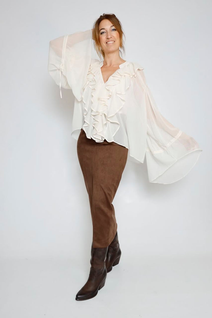 BLUSA FLUIDACON VOLANTES LATTE A26C351GL