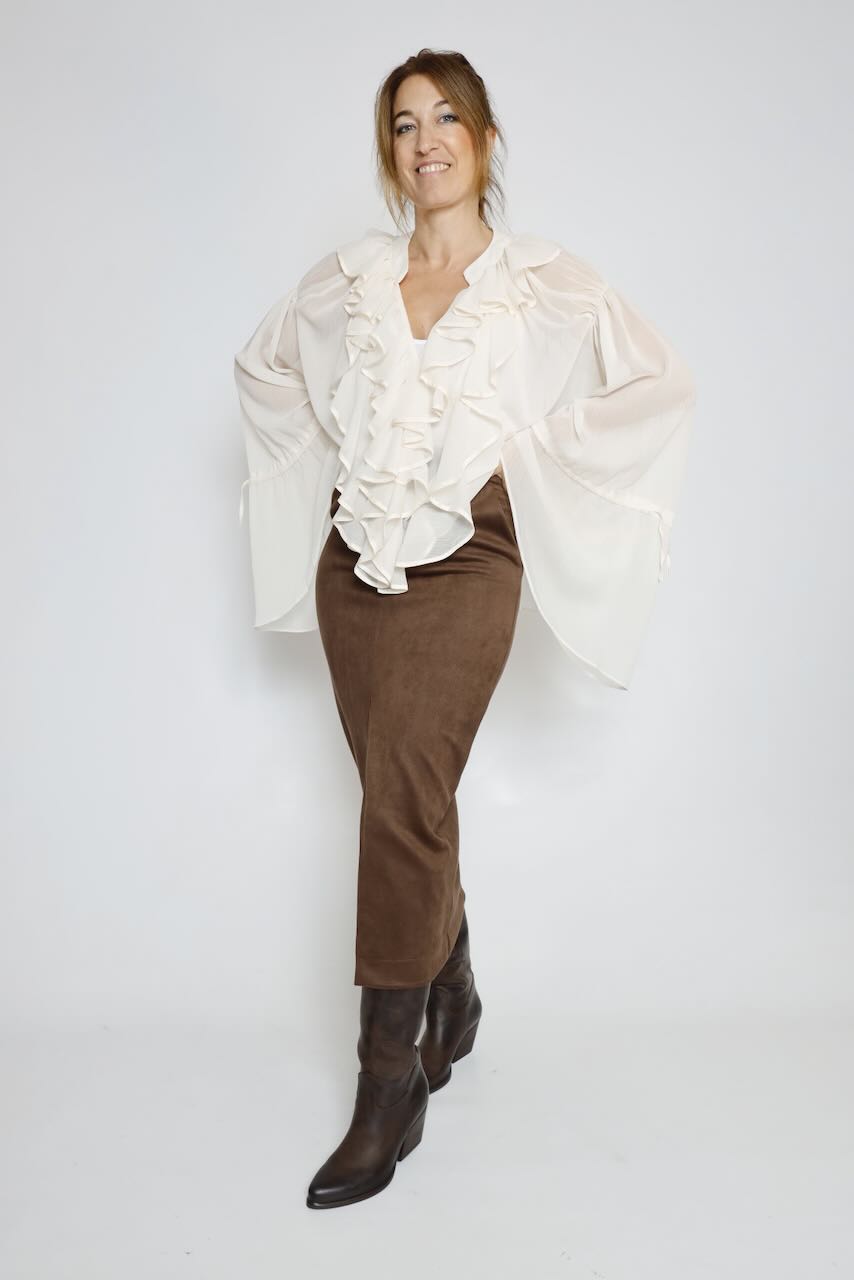 BLUSA FLUIDACON VOLANTES LATTE A26C351GL