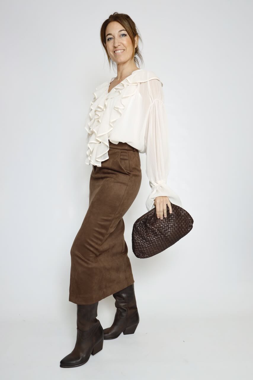 BLUSA FLUIDACON VOLANTES LATTE A26C351GL