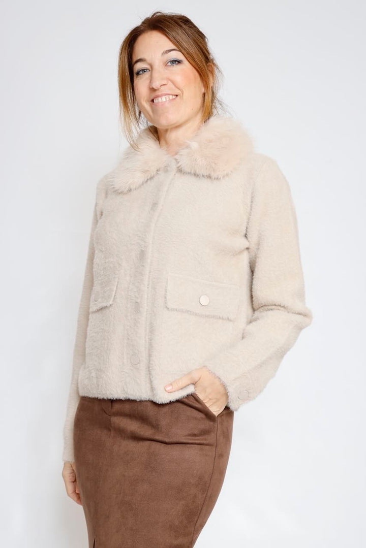 CHAQUETA CUELLO EXTRAIBLE BEIGE NIA.5002612