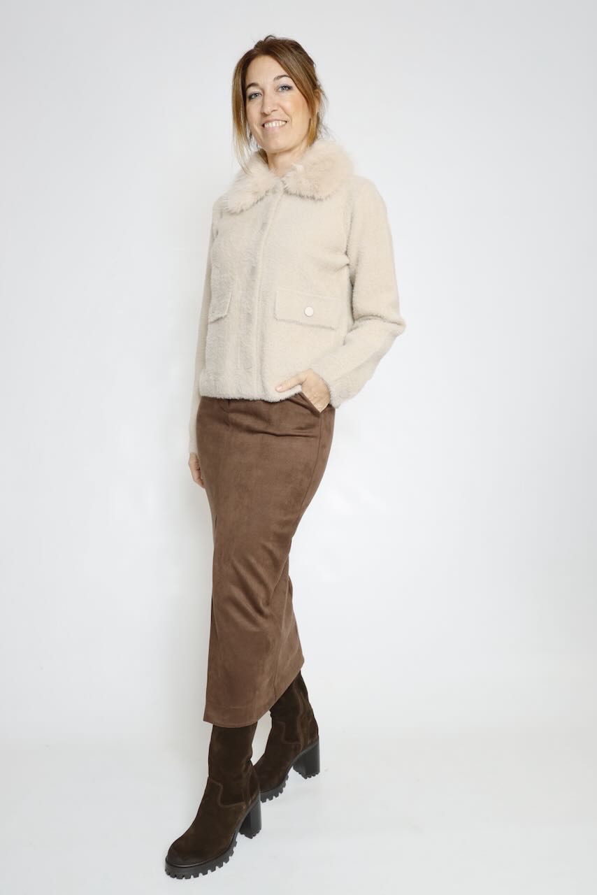 CHAQUETA CUELLO EXTRAIBLE BEIGE NIA.5002612