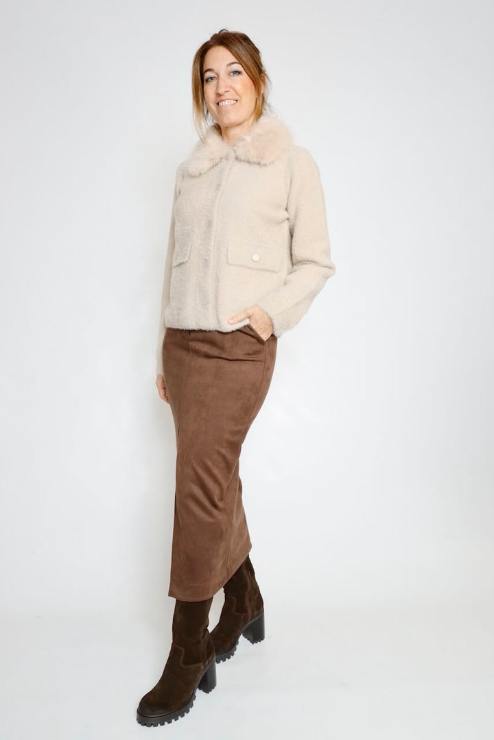 CHAQUETA CUELLO EXTRAIBLE BEIGE NIA.5002612