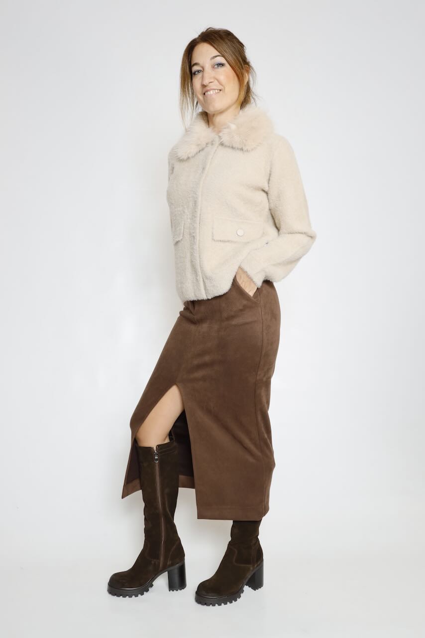 CHAQUETA CUELLO EXTRAIBLE BEIGE NIA.5002612