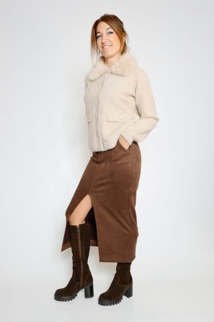 CHAQUETA CUELLO EXTRAIBLE BEIGE NIA.5002612