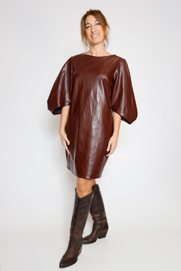 VESTIDO EFECTO PIEL BURDEOS A26ES719