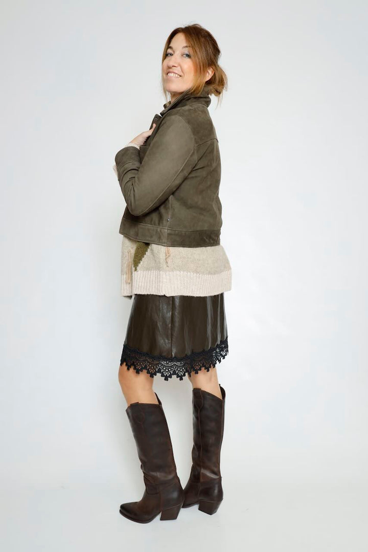VESTIDO LENCERO MARRON ECOPIEL A26DL701