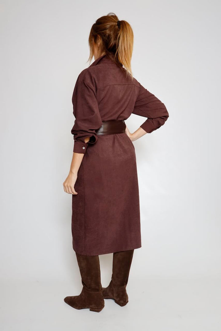 VESTIDO CAMISERO BERENJENA A26AD701