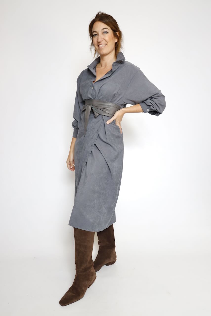 VESTIDO CAMISERO GRIS A26AD701