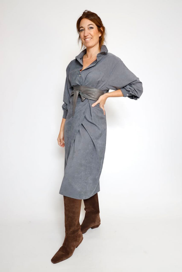 VESTIDO CAMISERO GRIS A26AD701