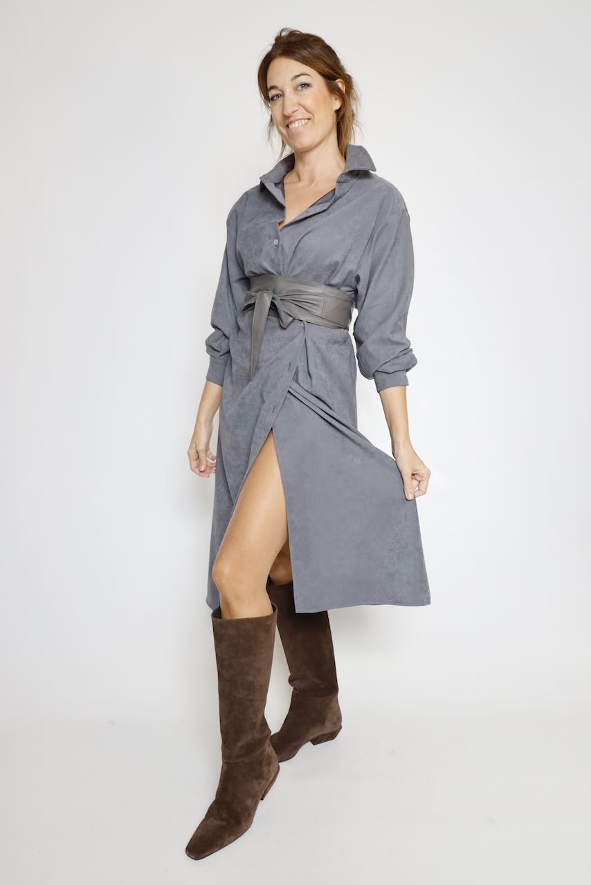 VESTIDO CAMISERO GRIS A26AD701