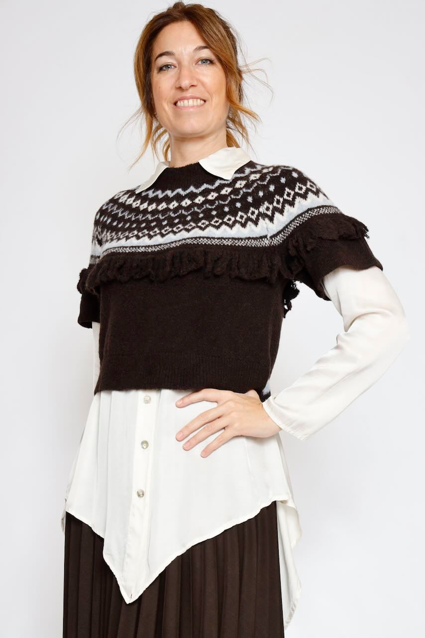 JERSEY MANGA CORTA MARRON 72040