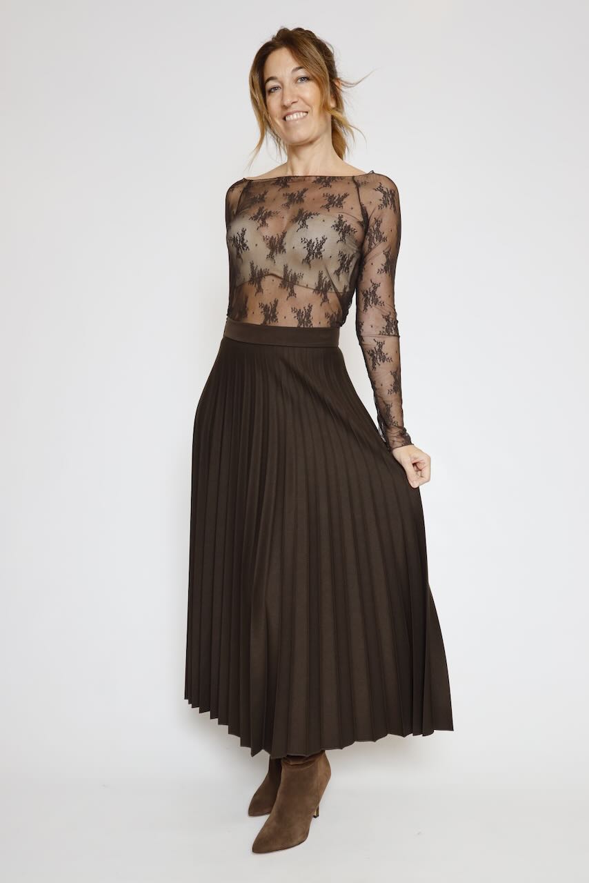 FALDA TABLAS MARRÓN A26DG301