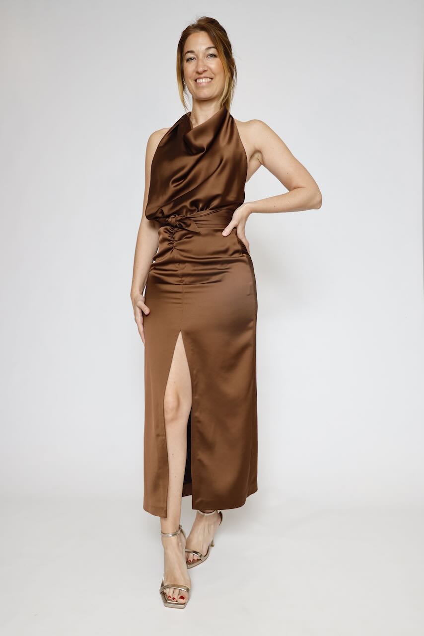 VESTIDO AFZJLBA-MARRON