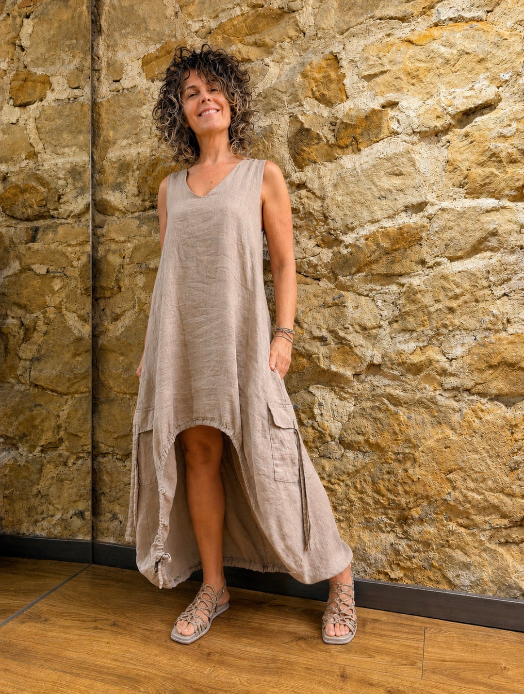 VESTIDO P26DD720-BEIGE