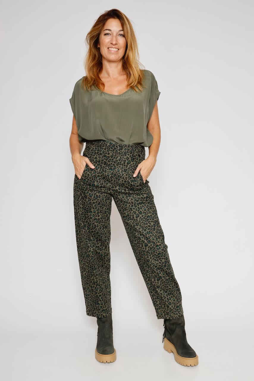 PANTALON ROSALIA FAWN-VERDE