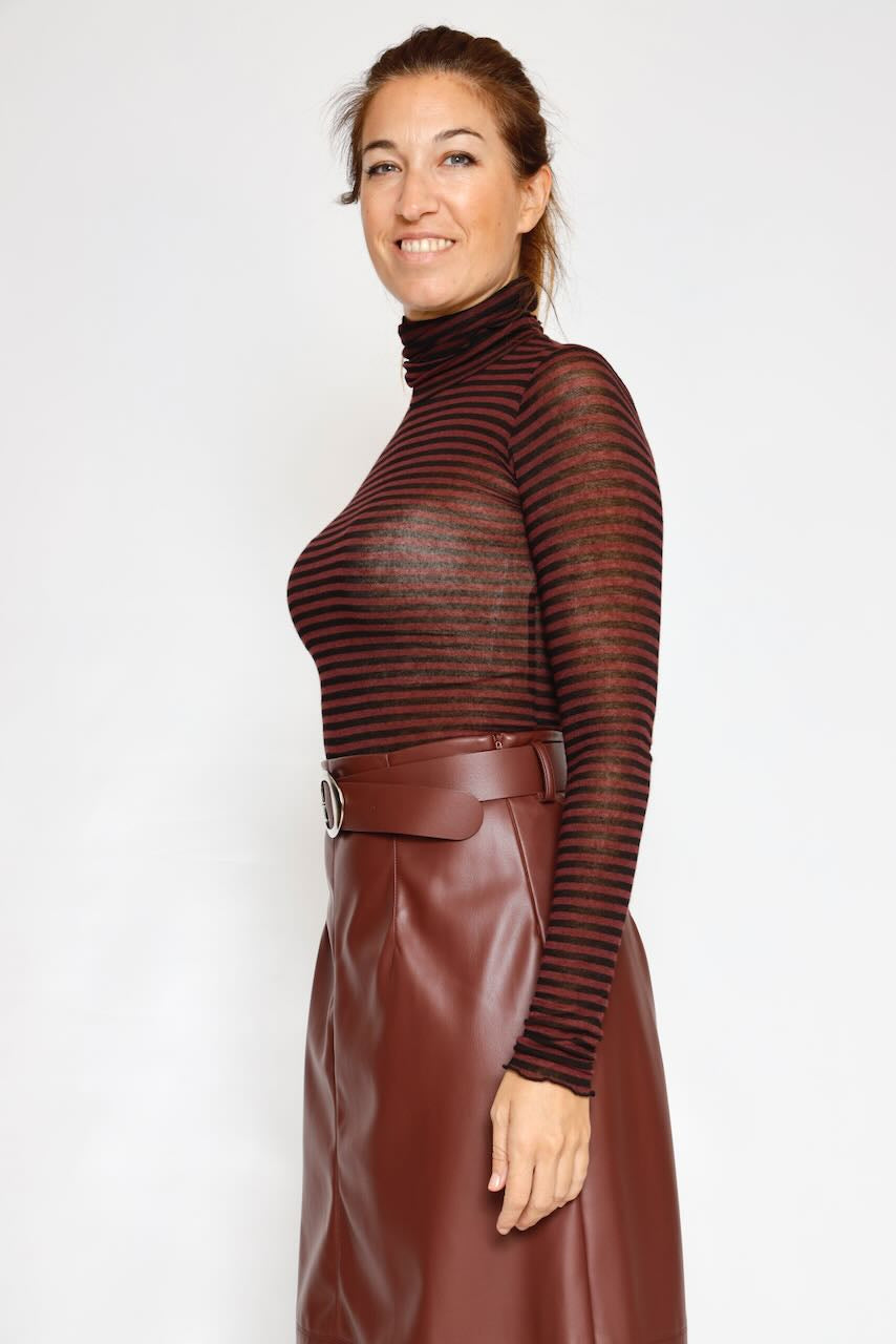 CAMISETA BY09144-RAYAS BURDEOS