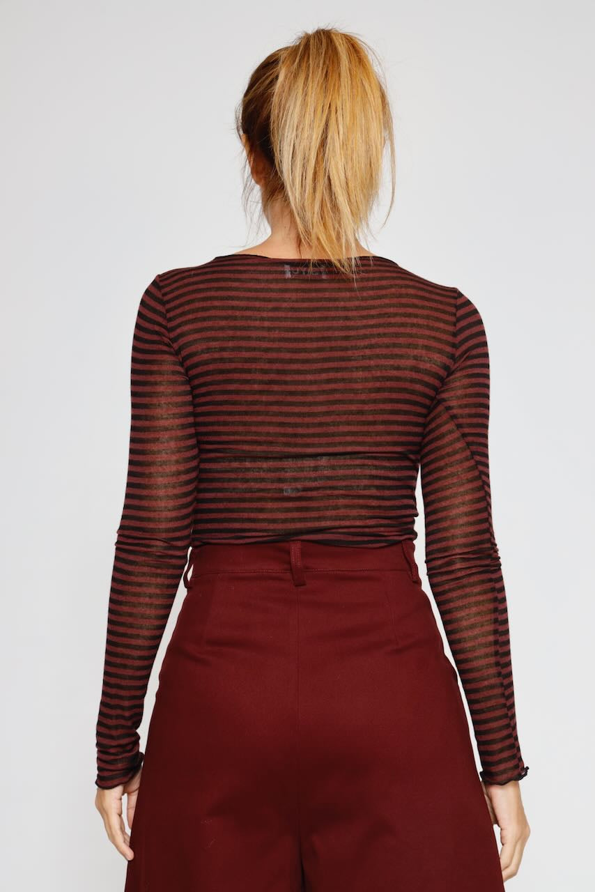 CAMISETA BY09143-RAYAS BURDEOS