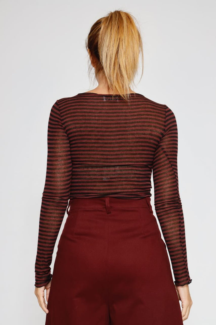 CAMISETA BY09143-RAYAS BURDEOS