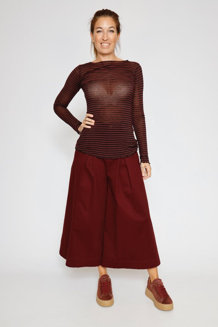 CAMISETA BY09143-RAYAS BURDEOS