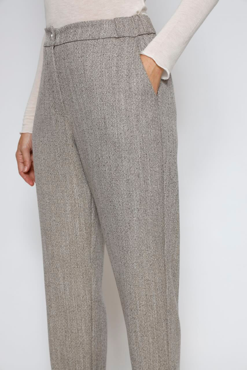 Pantalones de espiga con dobladillo 54-5017-GRIS