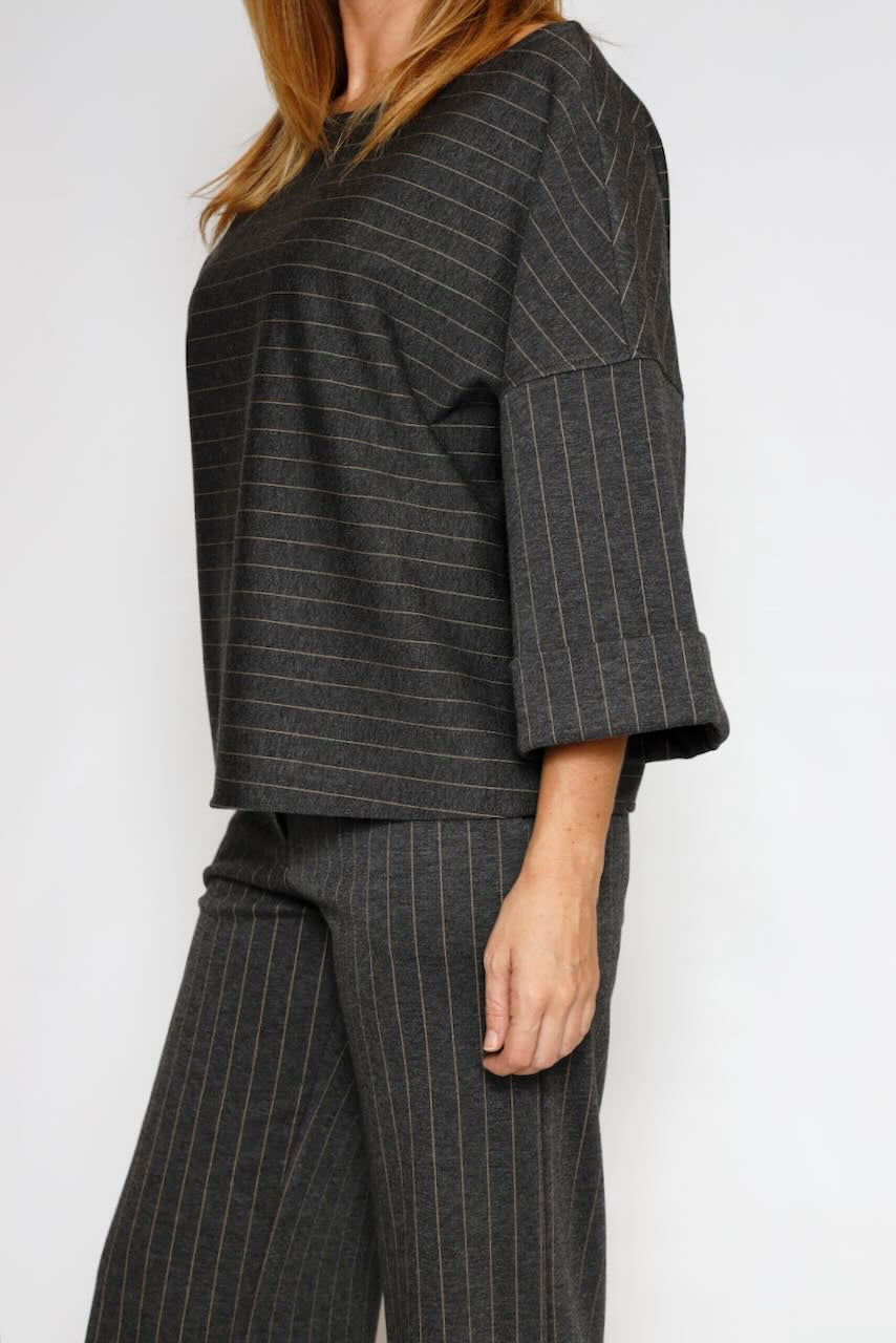 PANTALONES DE RAYAS 54-5073-CAMEL/GRIS