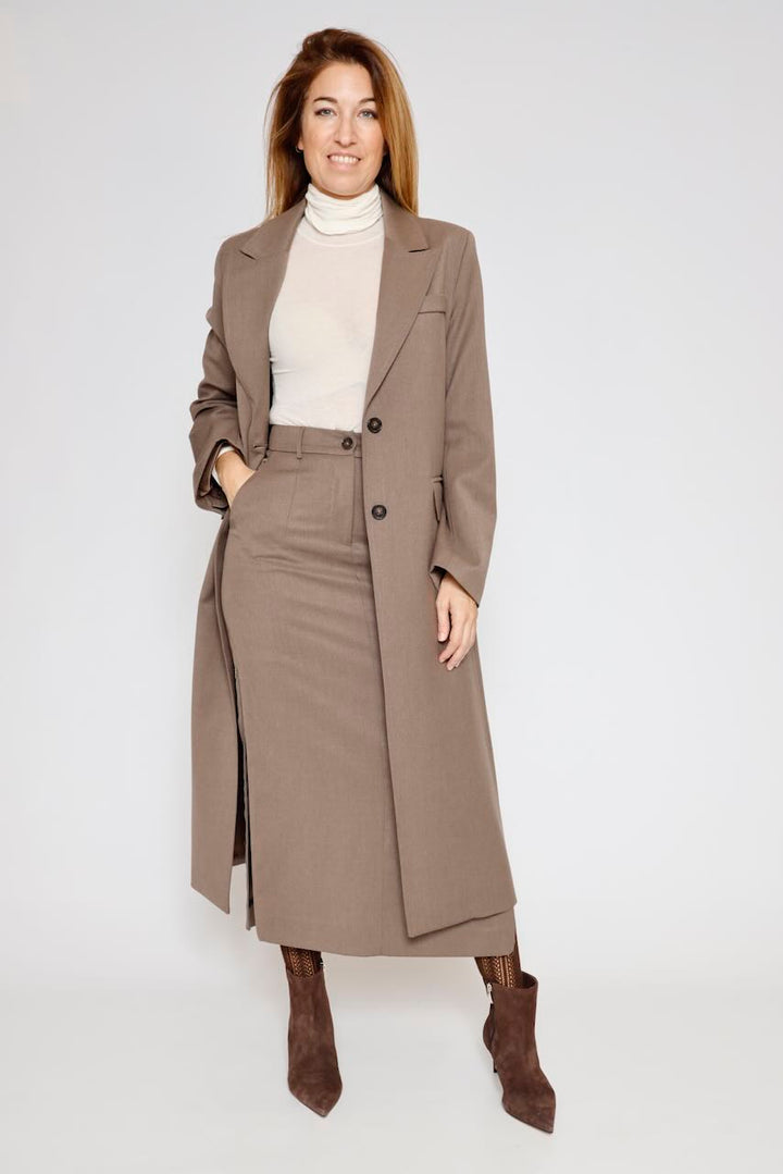 Abrigo largo con bolsillos de solapa 54-9000-CAFE