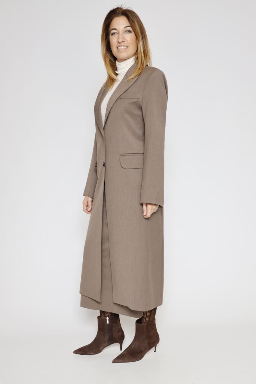 Abrigo largo con bolsillos de solapa 54-9000-CAFE
