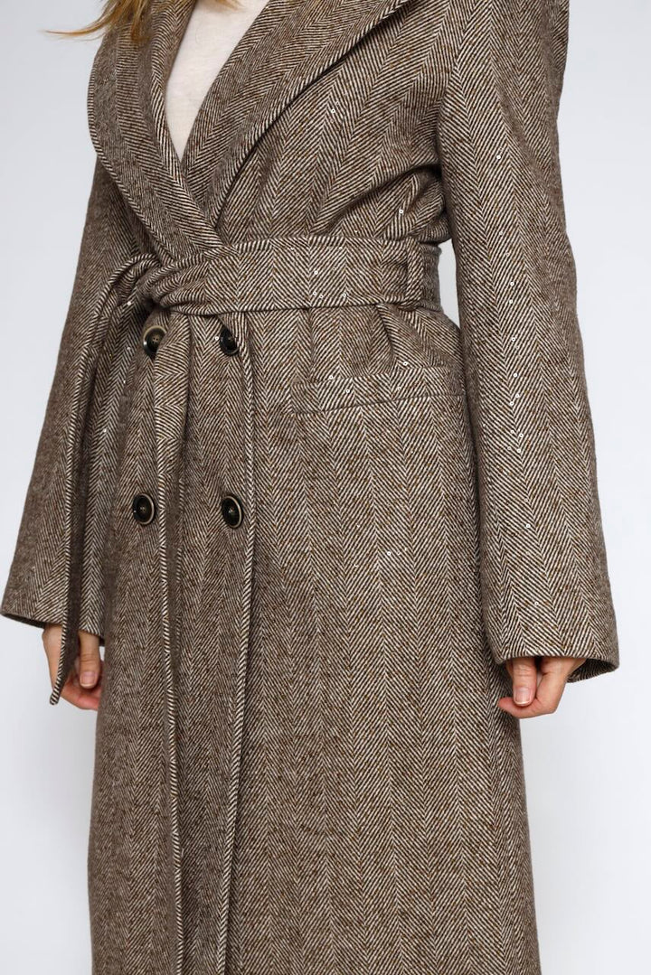 ABRIGO JASPEADO 54-9006-MARRON