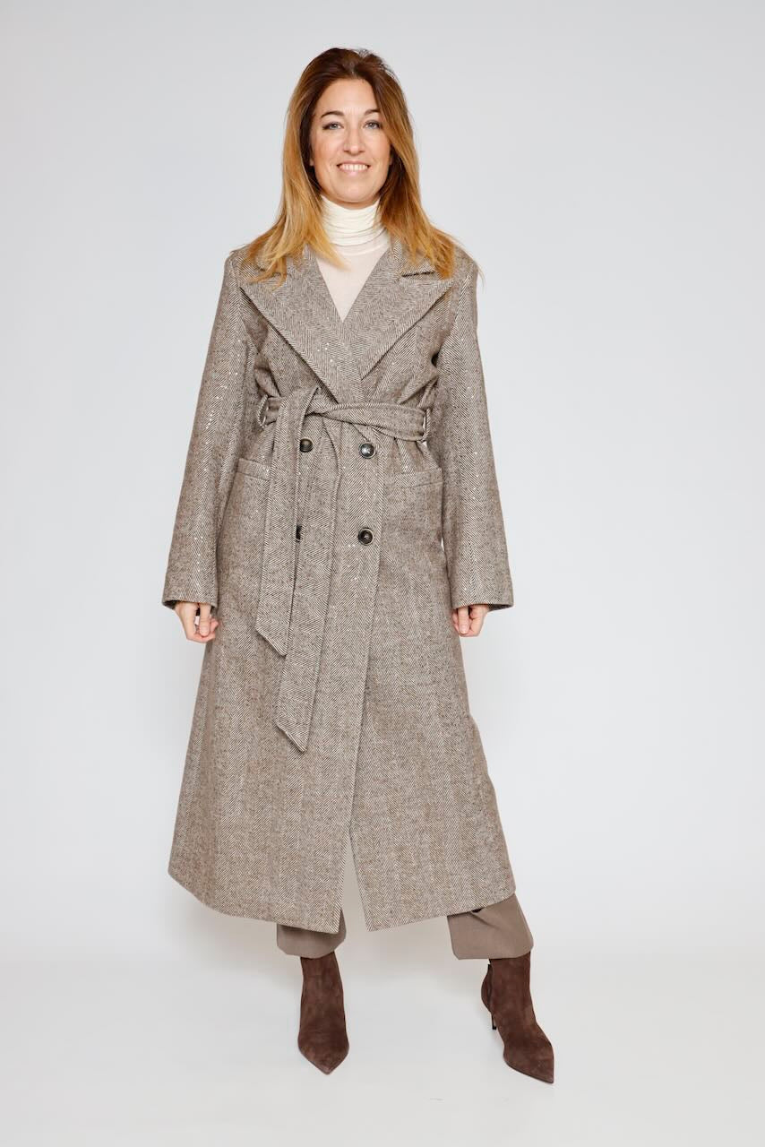 ABRIGO JASPEADO 54-9006-MARRON